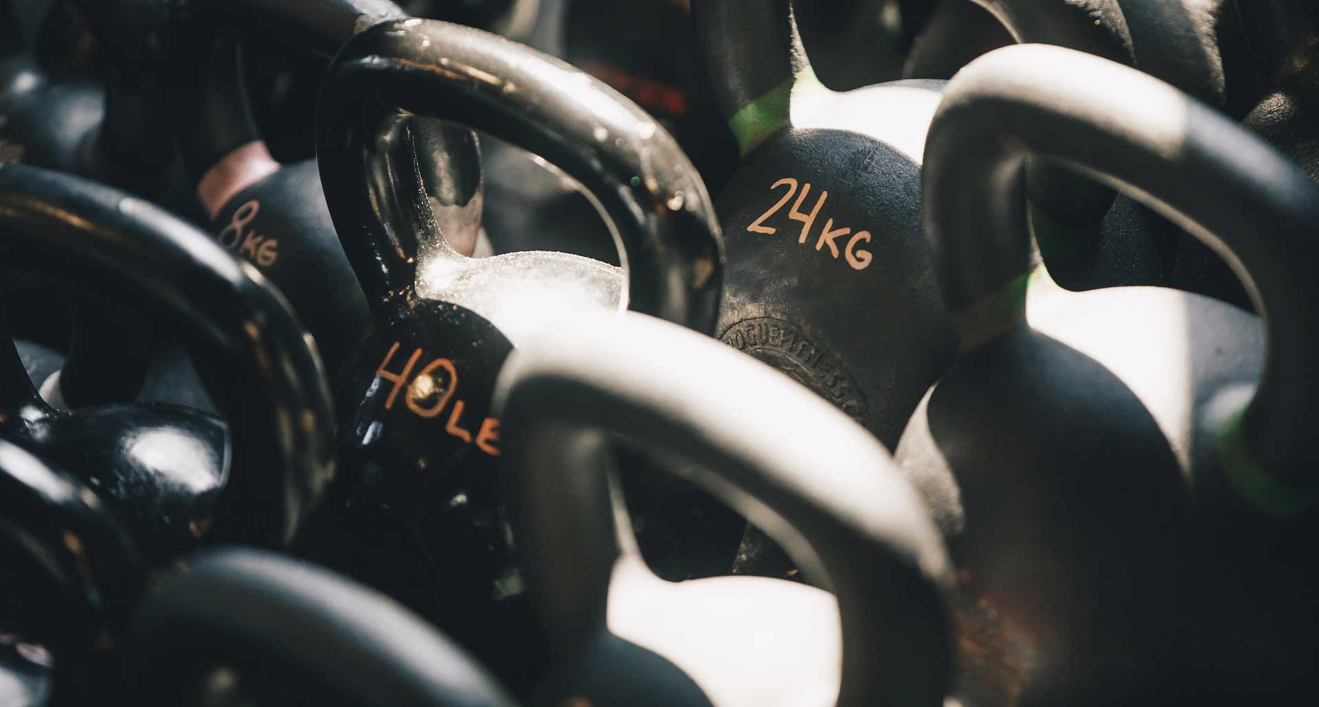 Different size kettlebells